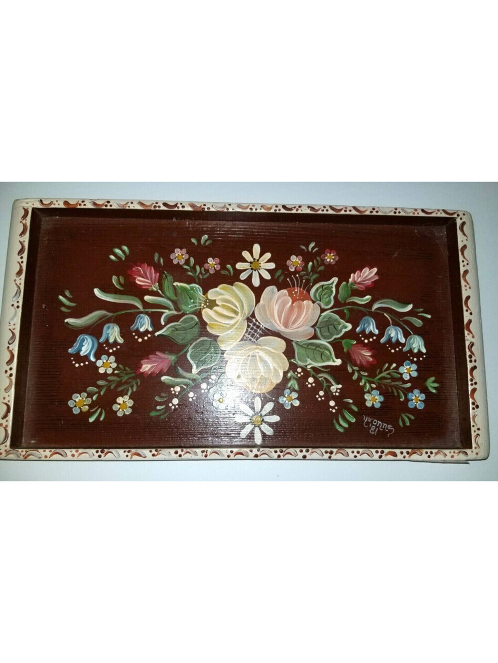 Folkart WOOD TRAY Hand Painted See!